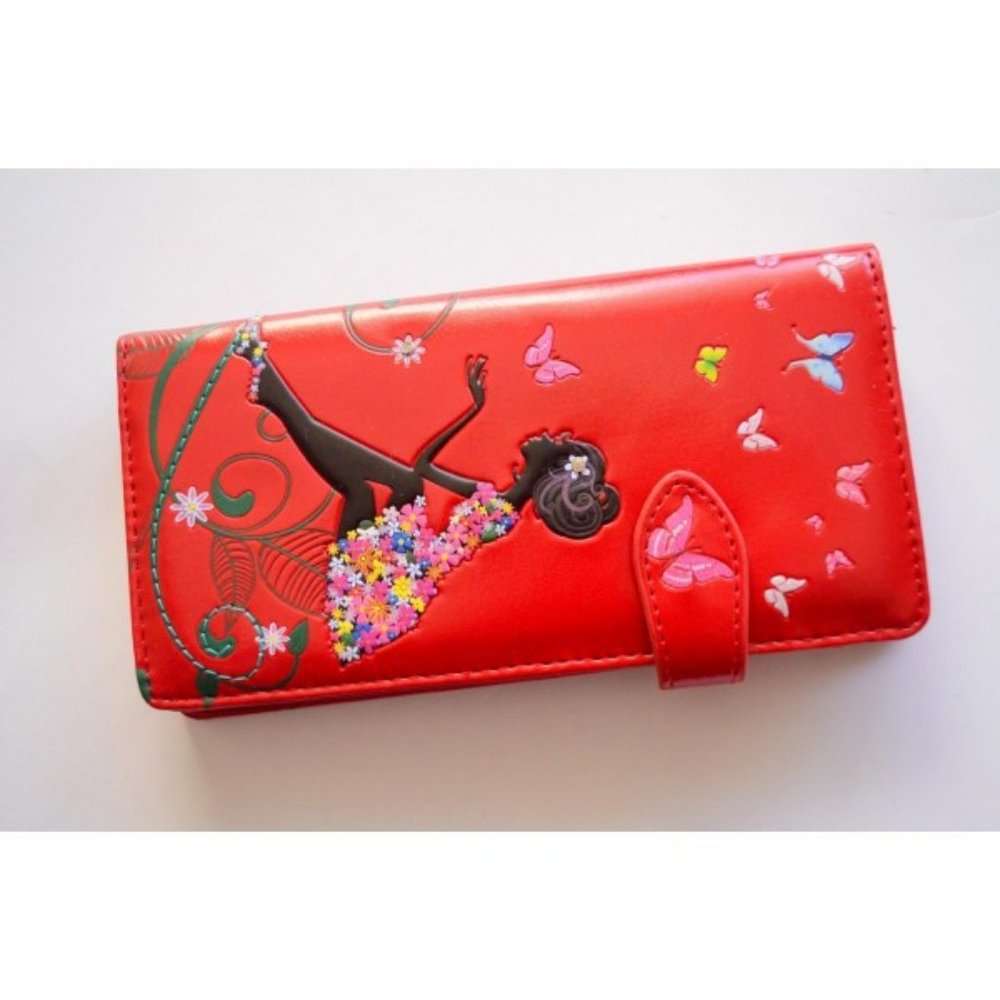 New Shagwear large vegan clutch wallet red